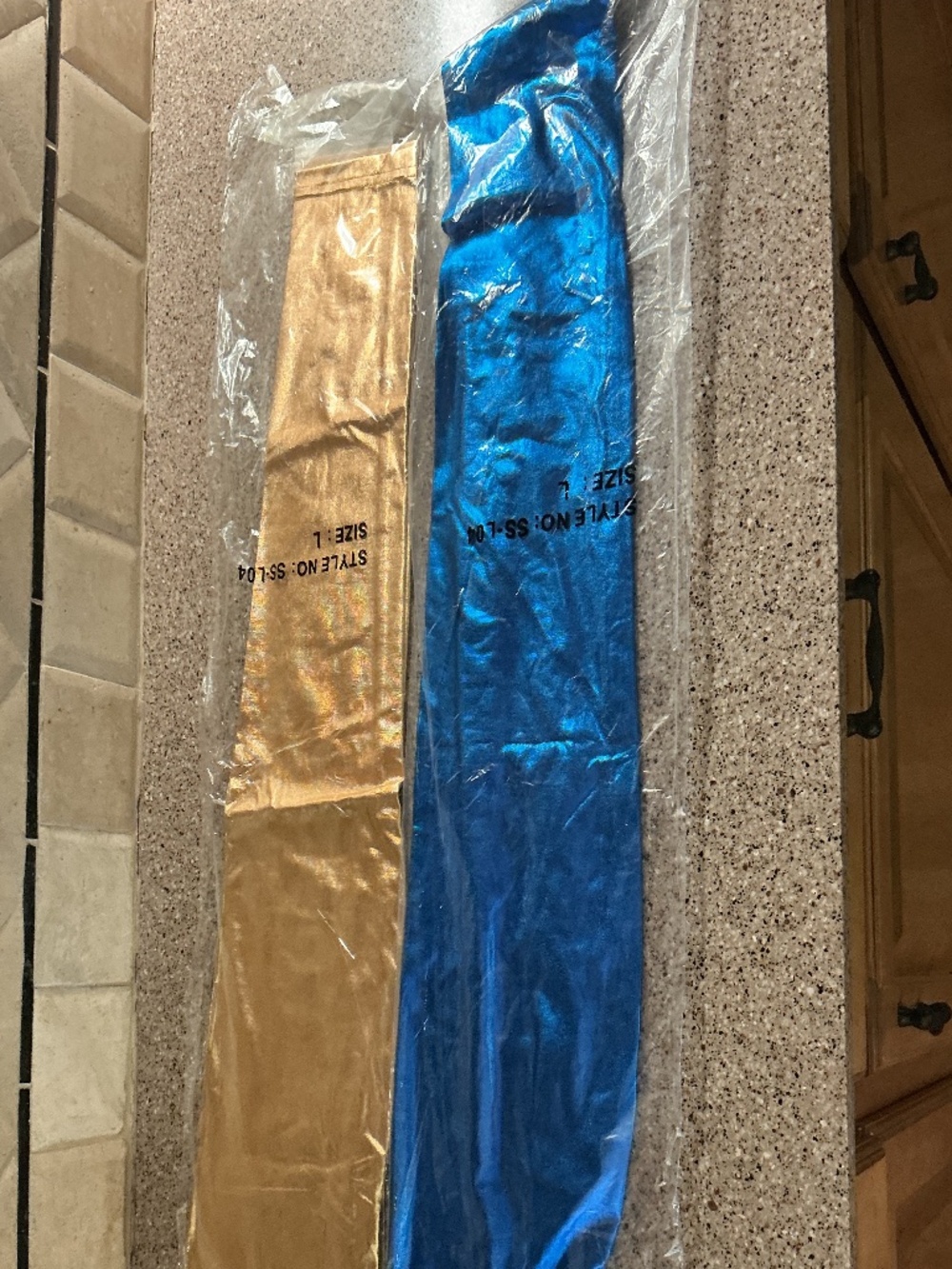 New with tags Bundle of Two Metallic Leggings Size Large Blue and Gold Pair